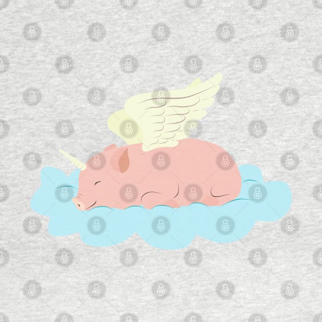 Unipiggy sleeping on a cloud by LittleAna